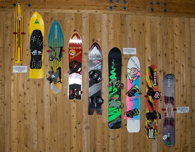 Different styles of snowboards