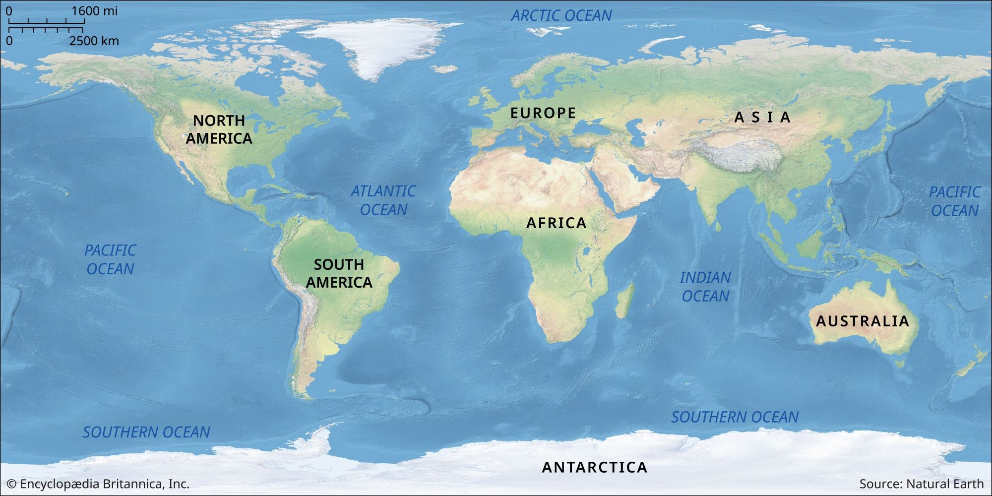 World map with continents