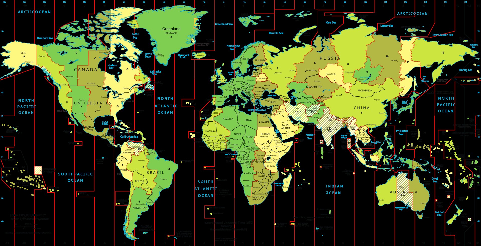 World time zone map